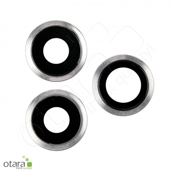 Kameraglas Linse (mit Rahmen) geeignet für iPhone 11 Pro/11 Pro Max (Set aus 3), silber
