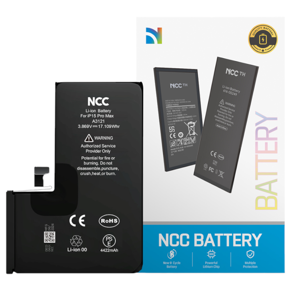 Akku NCC für iPhone 15 Pro Max inkl. Akkuklebestreifen