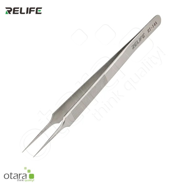 Pinzette, Präzisionspinzette RELIFE RT-14A [160mm], gerade Spitze/fein, silber
