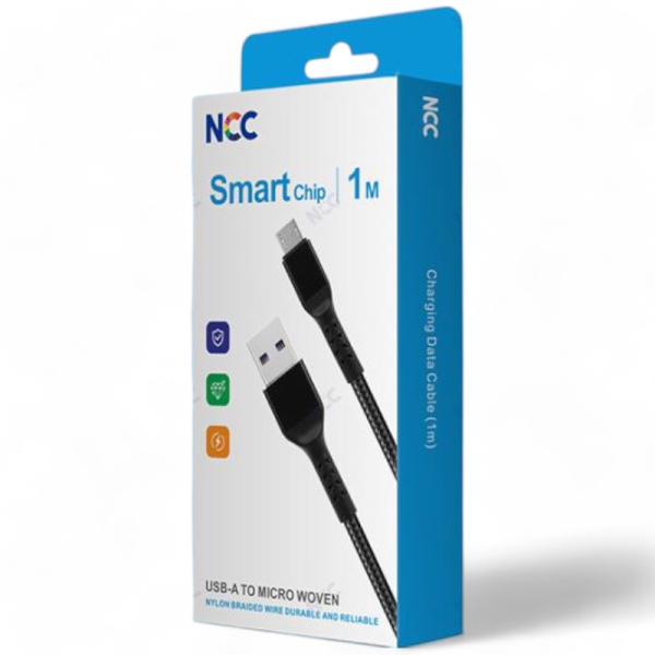 Charging Sync Cable NCC USB-A TO Micro-USB (1M|20W|SmartChip), black (Retail/Blister)