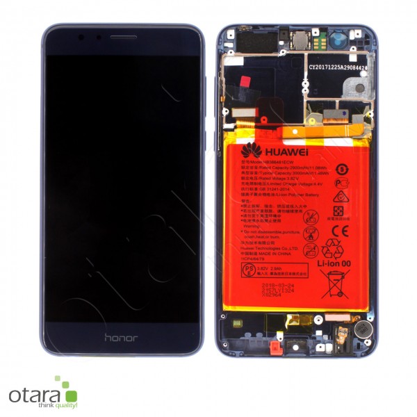 Displayeinheit inkl. Rahmen, Akku Huawei Honor 8 (FRD-L19) Dual, sapphire blue, Serviceware