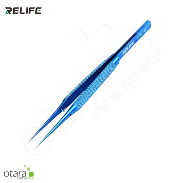Pinzette, Präzisionspinzette RELIFE RT-11C [141mm], gerade Spitze/extra fein, blau