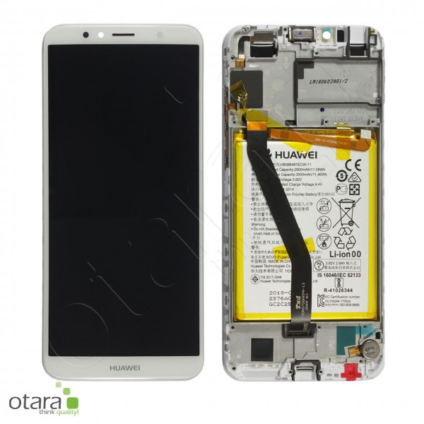 Displayeinheit inkl. Rahmen, Akku Huawei Y6 2018 (ATU-LX3,L11,L21,L22), white, Serviceware