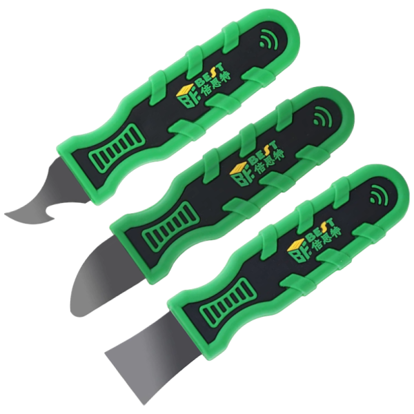 Opener/Separator Knive Edelstahl Set [3 pcs/1-side] [90mm] BEST BST-138/139/140 (grüner Griff)