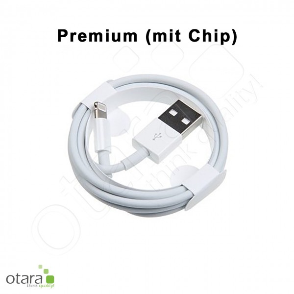 Charging cable USB to Lightning (Premium, with chip) for iPhone, iPad, 1m, white