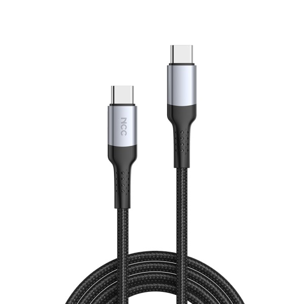 [Pre-Order] Charging Sync Cable NCC USB-C TO USB-C (D121CC|1.2M), Nylon&Alu, black/silver (Retail/Bl