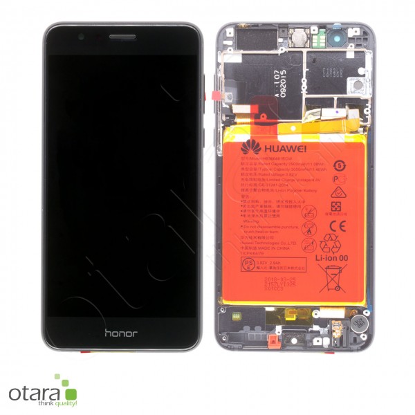 Displayeinheit inkl. Rahmen, Akku Huawei Honor 8 (FRD-L19) Dual, black, Serviceware