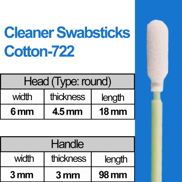 Cleaner Cotton Swabsticks Head: round (6mm) / (98mm) Typ: Cotton-722 (100 pcs)