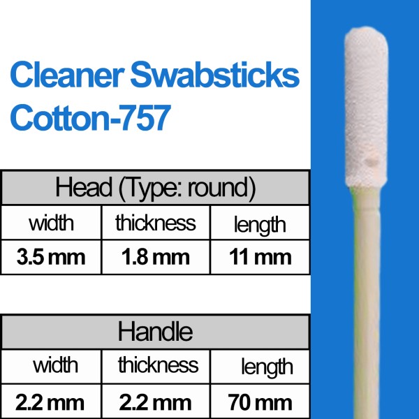 Cleaner Cotton Swabsticks Head: round (3.5mm) / (70mm) Typ: Cotton-757 (100 pcs)