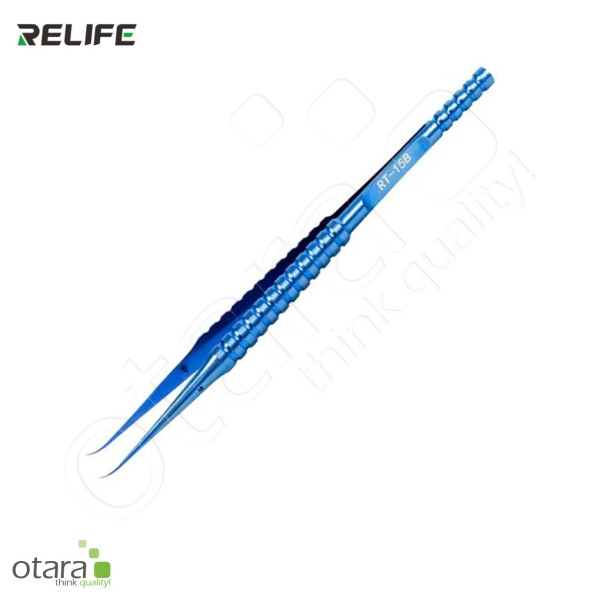 Pinzette, Präzisionspinzette RELIFE RT-15B [140mm], gebogene Spitze/extra fein, blau