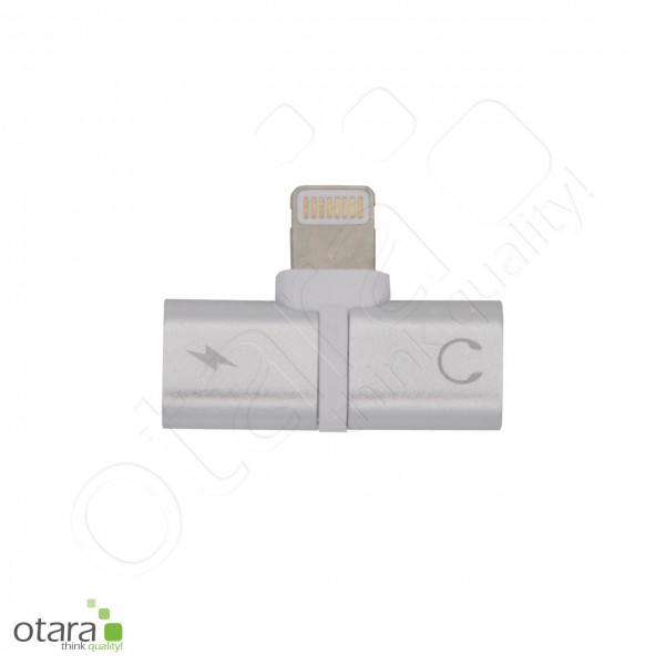 Adapter/splitter Lightning to Lightning/headphone jack 3.5mm, silver
