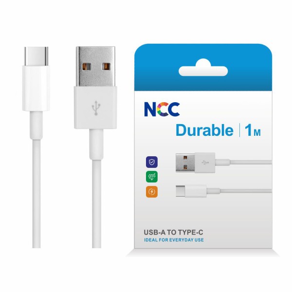 Ladekabel NCC USB-A auf USB-C, 1m, weiß (Retail/Blister)