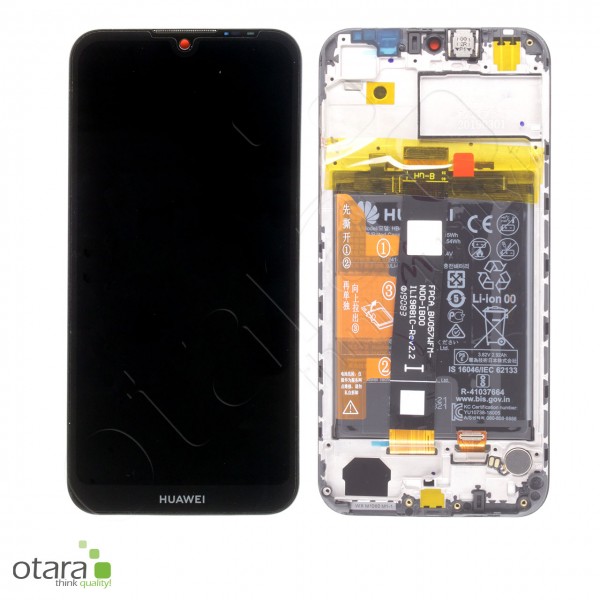 Displayeinheit inkl. Rahmen, Akku Huawei Y5 2019 (AMN-L29), midnight black, Serviceware