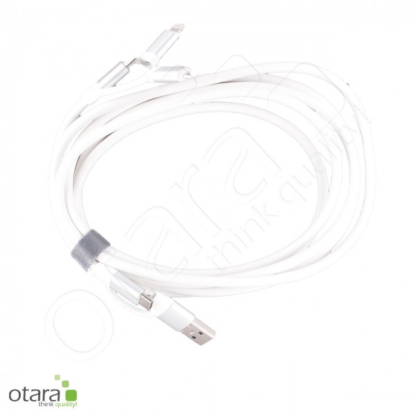 Daten-/Ladekabel 6in1 USB-C 3.1 (USB-A) auf USB-C (micro USB,Lightning), 2m (Ø5mm), weiß