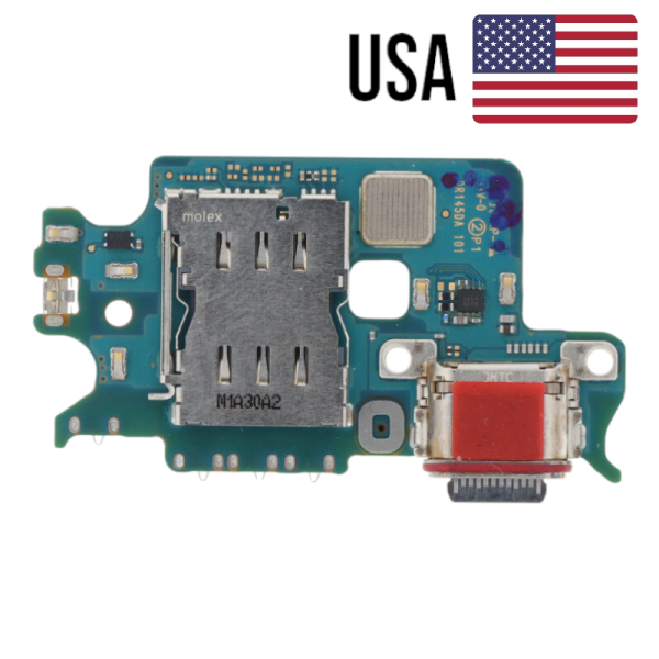 Samsung Galaxy S22 S901U USA Version Ladebuchse Platine USB-C, Mikrofon, SIM Reader (reparera)