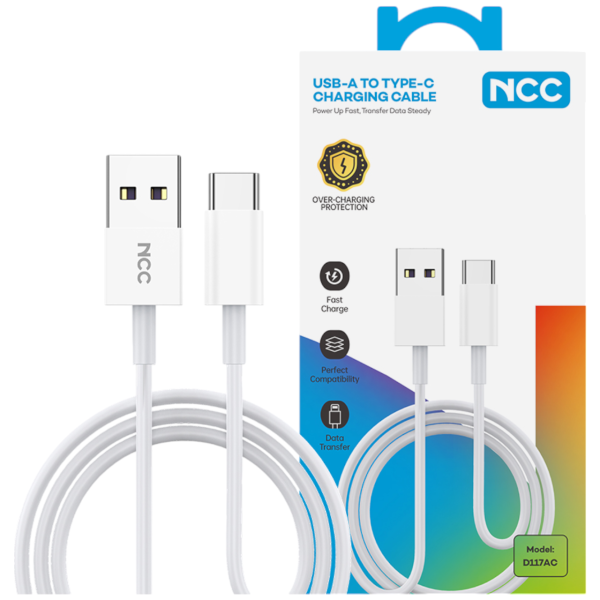 Charging Data Cable NCC USB-A TO USB-C (D117AC|1M), white (Retail/Blister)