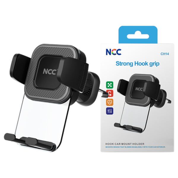 [Pre-Order] Car Holder Smartphone Autohalterung NCC CH14 (Metal|Strong Hook grip), black (Retail/Bl