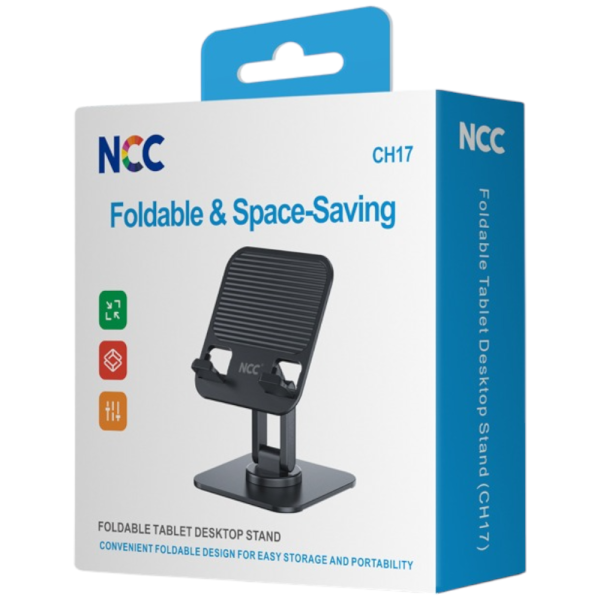 Desktop Holder Smartphone&Tablet Halterung NCC CH17 (Foldable&Space-Saving), black (Retail/Blister)