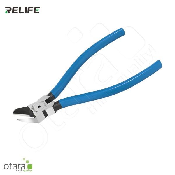 Zange Schneid/Kneifzange gewinkelt RELIFE RL-112A [150mm] (18mm/45° Diagonal), Federgriff, blau