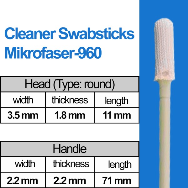 Cleaner Mikrofaser Swabsticks Head: round (3.5mm) / (71mm) Typ: Mikrofaser-960 (100 pcs)