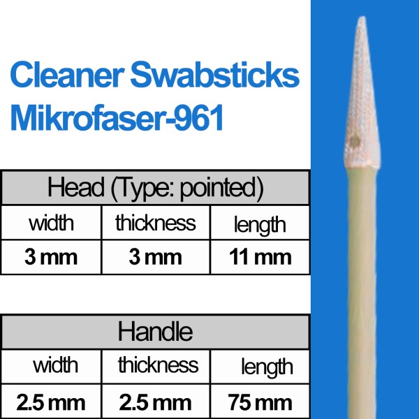 Cleaner Mikrofaser Swabsticks Head: pointed (3mm) / (75mm) Typ: Mikrofaser-961 (100 pcs)