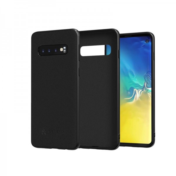 ASESMO Alcantara Handyhülle für Samsung Galaxy S10 Plus, schwarz