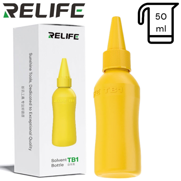 Liquid-Spender mit Nadelaufsatz, Applikator Flasche [Kunstoff/50ml] RELIFE TB1 Solvent Bottle, yello