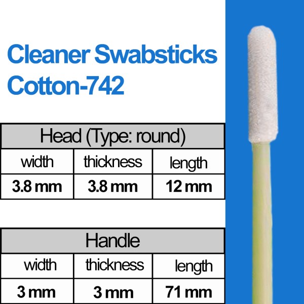 Cleaner Cotton Swabsticks Head: round (3.8mm) / (71mm) Typ: Cotton-742 (100 pcs)