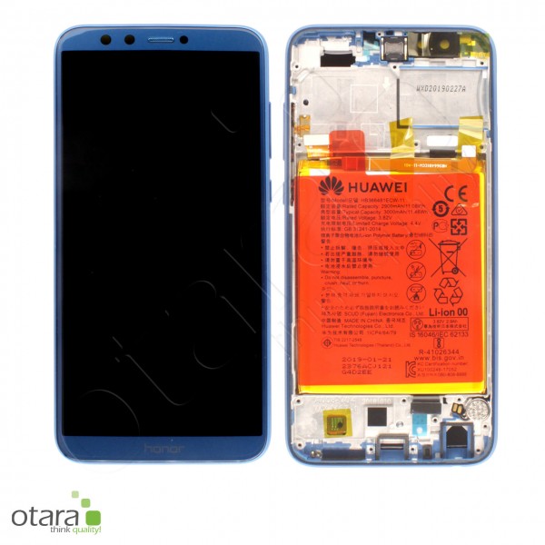 Displayeinheit inkl. Rahmen, Akku Huawei Honor 9 Lite Dual SIM (LLD-L31), blau, Serviceware