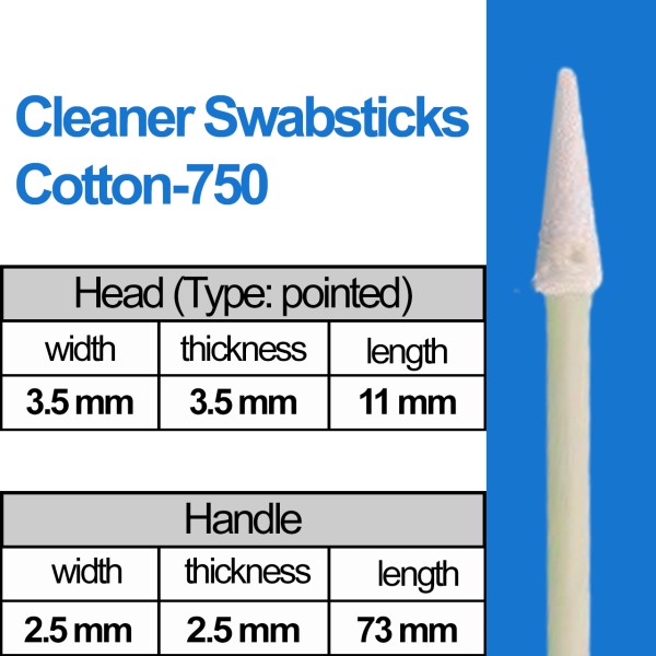 Cleaner Cotton Swabsticks Head: pointed (3.5mm) / (73mm) Typ: Cotton-750 (100 pcs)