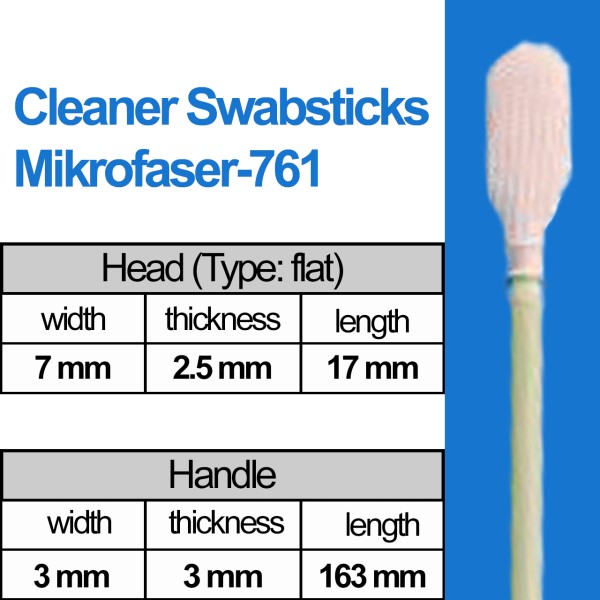 Cleaner Mikrofaser Swabsticks Head: flat (7mm) / (163mm) Typ: Mikrofaser-761 (100 pcs)