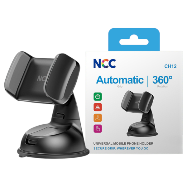 Car Holder Smartphone Autohalterung NCC CH12 (Automatic|360°), black (Retail/Blister)