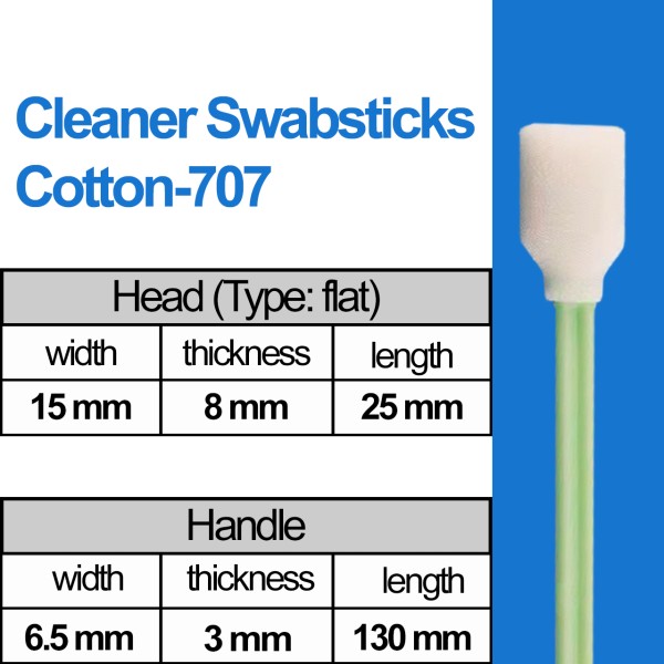 Cleaner Cotton Swabsticks Head: flat (15mm) / (130mm) Typ: Cotton-707 (100 pcs)