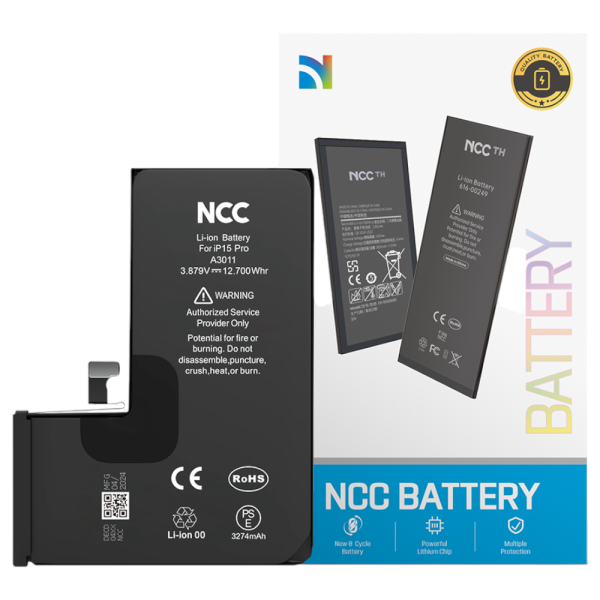 Akku NCC für iPhone 15 Pro inkl. Akkuklebestreifen