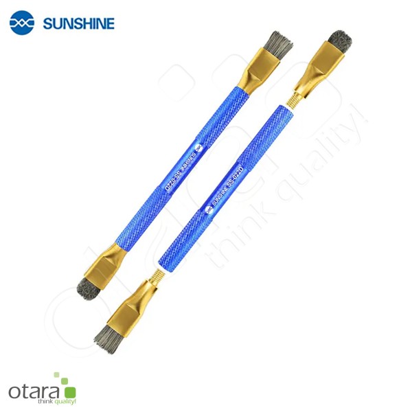 Bürste/Pinsel 2-fach (auswechselbar) Sunshine SS-022D (1x ESD Pinsel hart, 1x Drahtbürste), blau