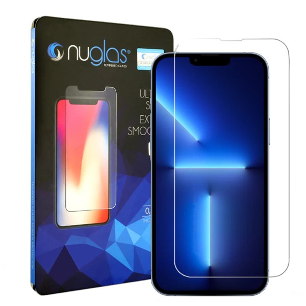 Protective glass 2,5D PREMIUM Nuglas (9H/extra thin 0.3mm) iPhone 13/13 Pro/14 (Retail/Blister)