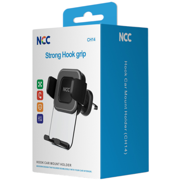 Car Holder Smartphone Autohalterung NCC CH14 (Metal|Strong Hook grip), black (Retail/Blister)