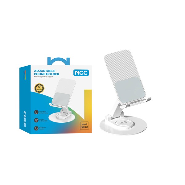 [Pre-Order] Desktop Holder Smartphone Halterung NCC CH13 (Foldable|360°), white (Retail/Blister)