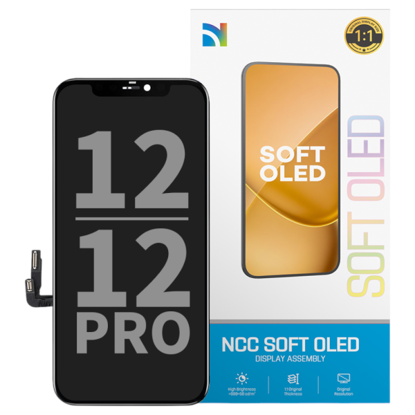 Displayeinheit NCC SOFT OLED für iPhone 12/12 Pro (COPY), soft OLED, black