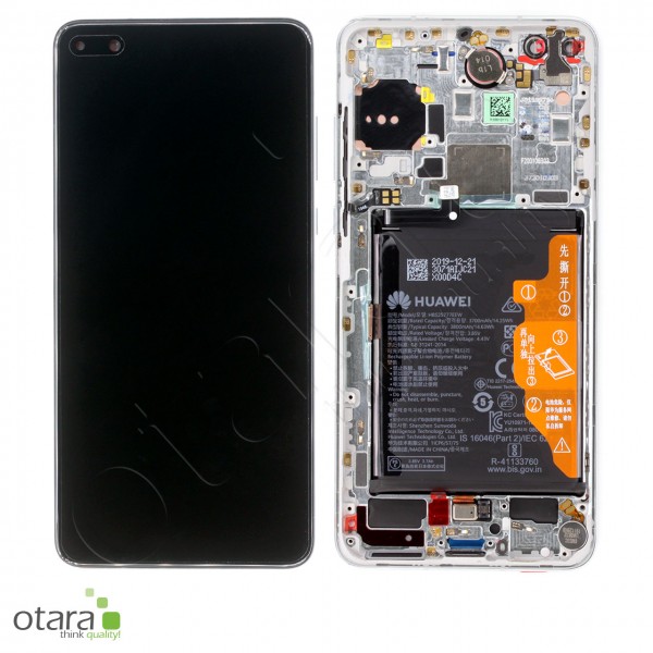 Displayeinheit inkl. Rahmen, Akku Huawei P40, ice white, Serviceware