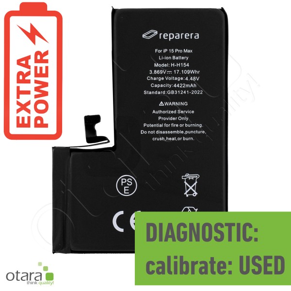 Akku Diagnostic *reparera* für iPhone 15 Pro Max (HIGH CAPACITY) inkl. Akkuklebestreifen