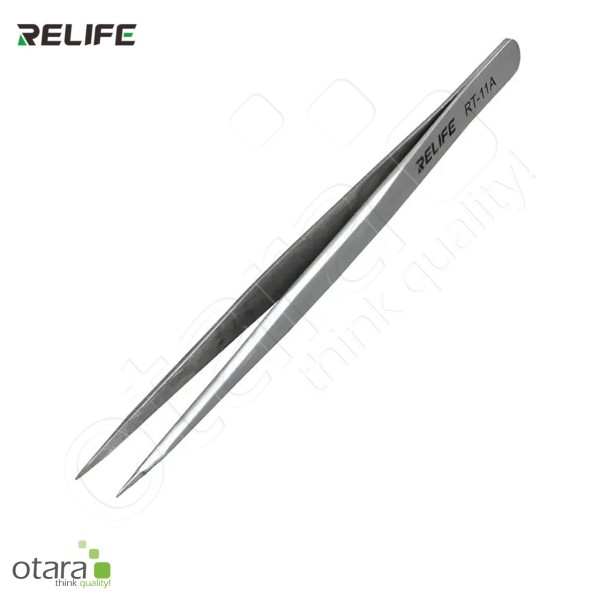 Pinzette, Präzisionspinzette RELIFE RT-11A [136mm], gerade Spitze/extra fein, silber