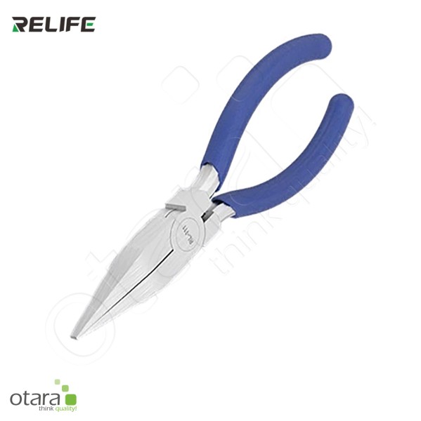 Zange Flachzange gerade RELIFE RL-111 [135mm] (34mm/flat noise), Federgriff, blau