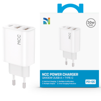 Power Adapter NCC GS-30W-EU A+A+C Dual USB-A & Type-C Charger, white (Retail/Blister) Power Adapter NCC GS-30W-EU A+A+C Dual USB-A & Type-C Charger, white (Retail/Blister)