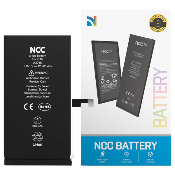 Akku NCC für iPhone 15 inkl. Akkuklebestreifen