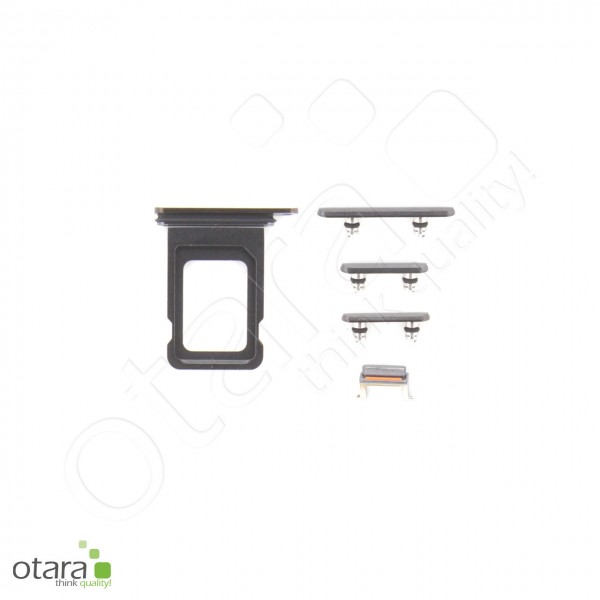 Seitentasten Set inkl. SIM Tray, 5-teilig geeignet für iPhone 11 Pro Max, schwarz