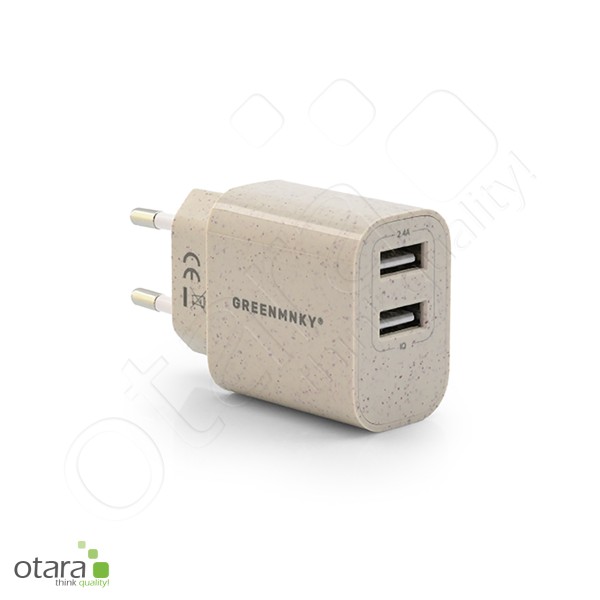 Power adapter GREEN MNKY Plant Straw USB A