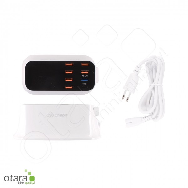 USB Multi Ladegerät, 7xUSB & 1xUSB Typ C Ausgang, 40W