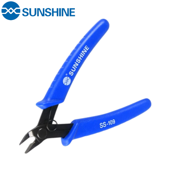 Pince coupante/pinceuse Sunshine SS-109 [12.5cm] (14mm, extra fine), poignée à ressort, bleue