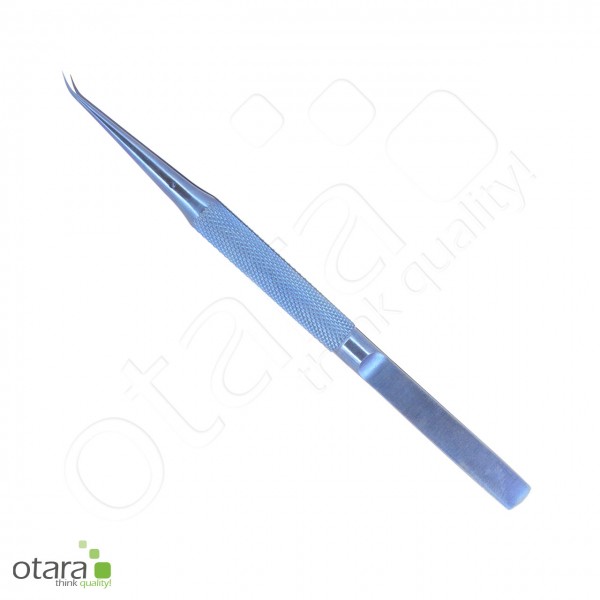 Pinzette, Präzisionspinzette "blue", sehr schlank, extra fein 0.1mm, gebogene Spitze, 140mm